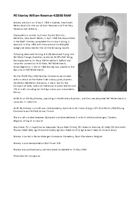 A preview of a PDF biography for Newman, Stanley William